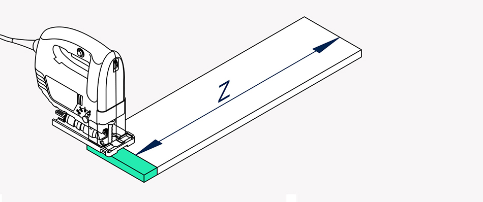 schéma de découpe des plinthes frontales pour les finitions