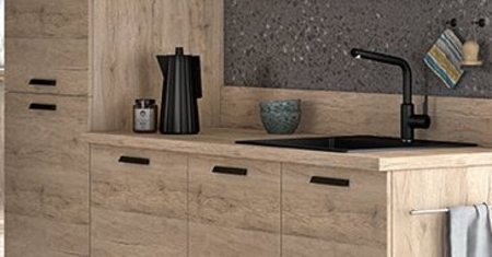 cuisine équipée parallèle couleur chêne San Remo effet bois de 4m 