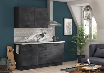 Cuisine béton noir vue complète