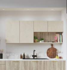 Cuisine Chêne Bergamo et béton Sable fin vue complète 